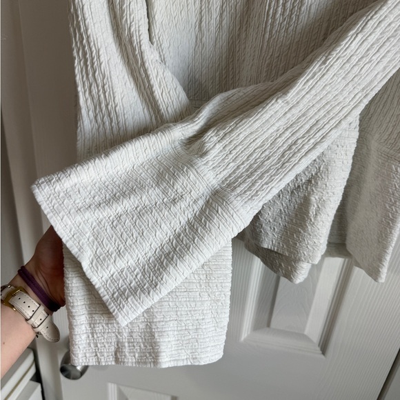 LULULEMON Retreat Yourself Pullover White Knit Bell Sleeve Boho Oversized Crew L - Picture 6 of 8